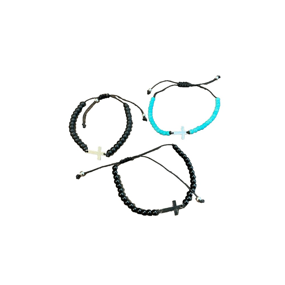 Adjustable Bracelets Unisex 3 pack Religious Cross